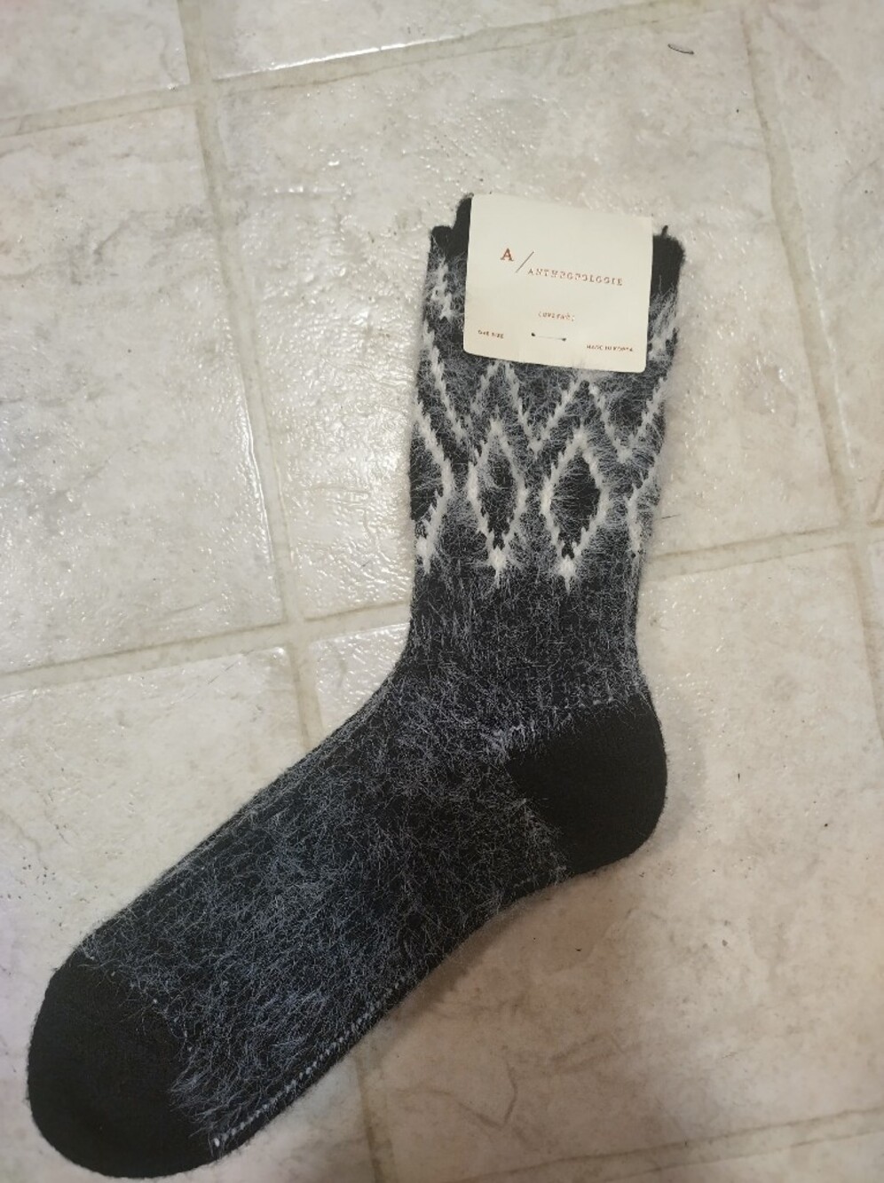 NWT Anthropologie Black & White Fuzzy Socks